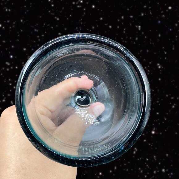 Hand Blown Glass Goblet Set Margarita Drinking Glasses Cobalt Blue Clear Glass - Picture 6 of 12